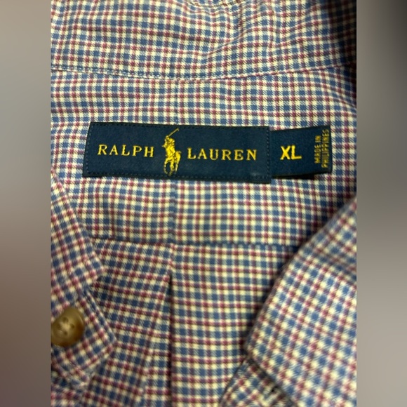 Ralph Lauren Button Down Checker Pattern Long Sleeve Shirt Size XL - Picture 6 of 12